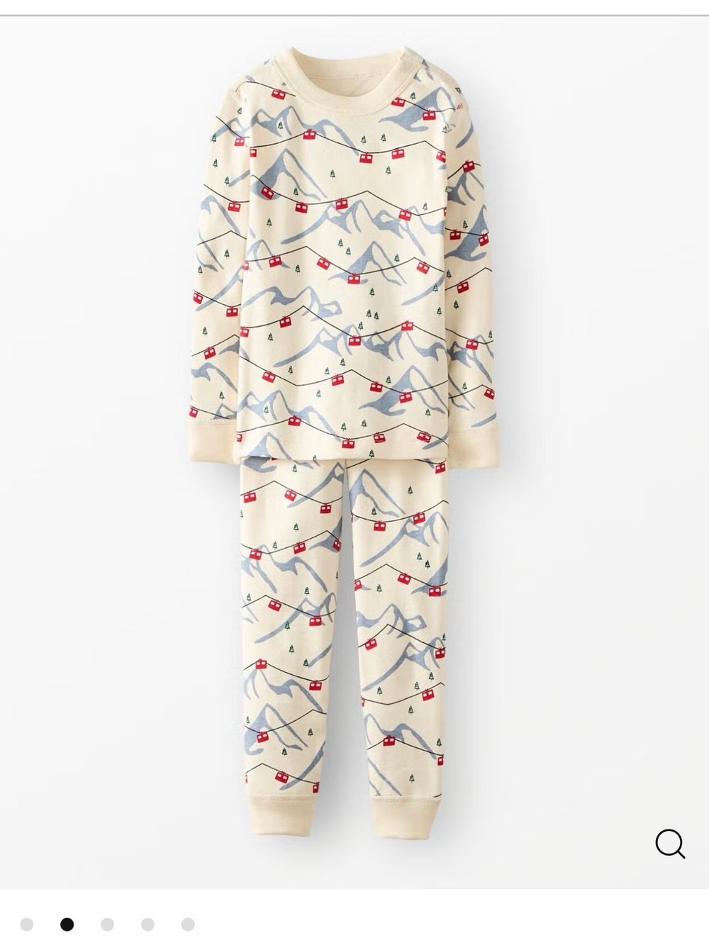 Hanna Andersson Cream Mountain & Ski-Lift Pajama Set. Organic, NWT